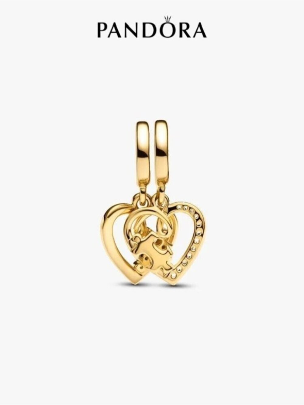 Pandora Splittable Puzzle Piece Hearts Dangle Charm